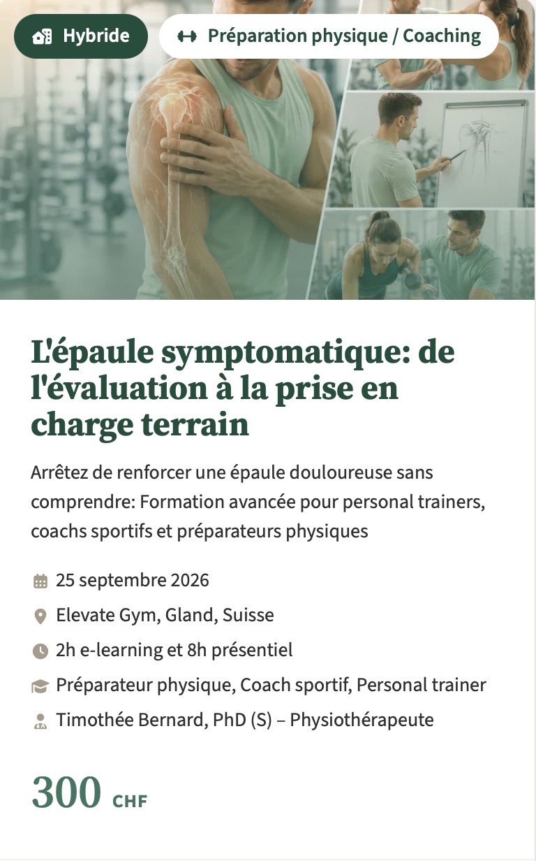 Formation épaule pour préparateur physique, coach sportif et personal trainer